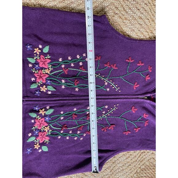 Vtg. Bechemel Embroidered Sweater Vest SZ L - Picture 6 of 7